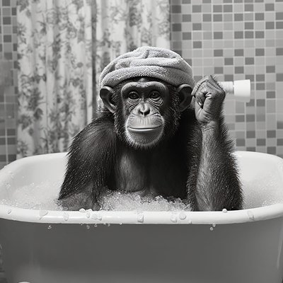 Tableau Mural Chimpanzé Dans Le Bain INSOLITE CEANOTHE