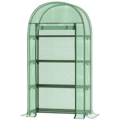 Serre de jardin balcon 4 étagères métal porte zippée enroulable PE OUTSUNNY