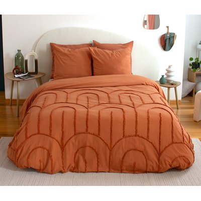 Parure De Couette 3pcs 240x220cm finitions Tuftées en Coton Lave 52fils/cm2 - FAR Terracotta C DESIGN HOME TEXTILE