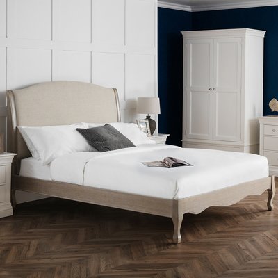 Eléa French Antique Limed Oak & Linen Bed SO'HOME