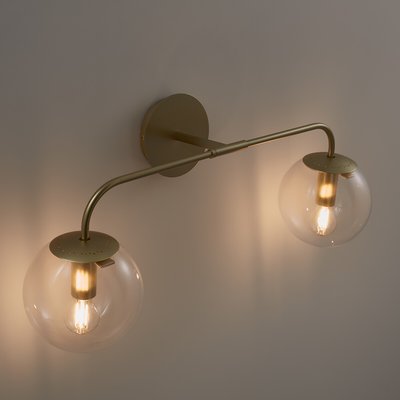 Dubbele wandlamp in messing en glas, Moricio LA REDOUTE INTERIEURS