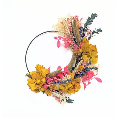 Couronne murale de fleurs séchées D20cm HILDA RECONCILIATION VEGETALE