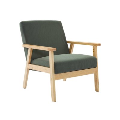 Fauteuil scandinave bois de peuplier, d'hévéa et velours côtelé ISAK SWEEEK