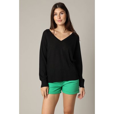 Pull à col v en maille fine avec finition délicatement brillante AMALIA DEELUXE