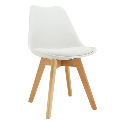 Chaise coussin en polypropylène blanc et hêtre AUBRY GASPARD