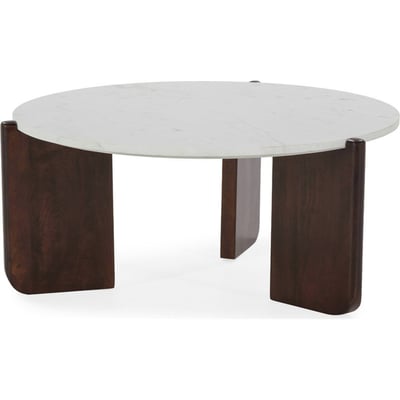 Table basse ronde en marbre et bois RECOLLECTION