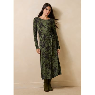 Robe midi fleurie ceinturée manches longues LA FEE MARABOUTEE