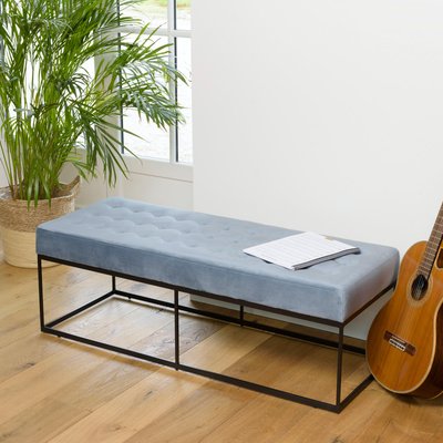 Banquette en velours bleu capitonné TIM PIER IMPORT