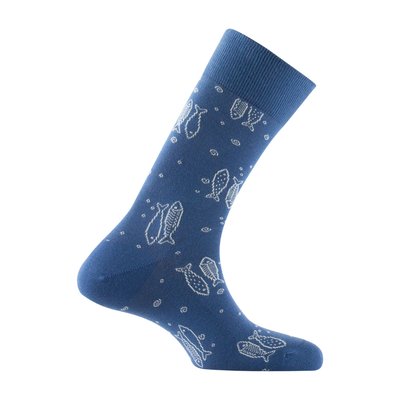 Mi-chaussettes en coton motif Poissons MADE IN FRANCE KINDY