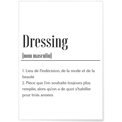 Affiche Définition Dressing L'AFFICHERIE