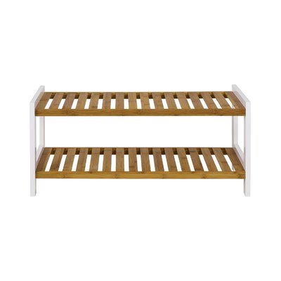 Etagère à chaussures en bambou et décor blanc - H34 cm CALICOSY