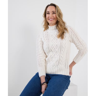 Pull Douillet à Col Montant en Maille Torsadée JOE BROWNS