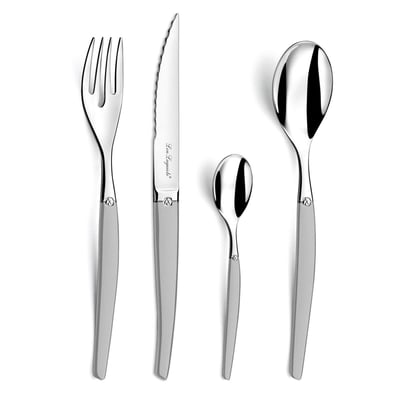 Couverts De Service Laguiole Figure Miroir - 2 Pièces Inox Brillant - Cuillère Et Fourchette 25,5 Cm - 8