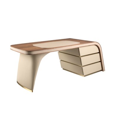 Bureau en noyer et bois recouvert de simili-cuir ANGEL CERDA