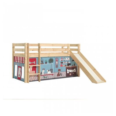 Lit Compact avec Toboggan Nature + Rideau Animalerie VIPACK