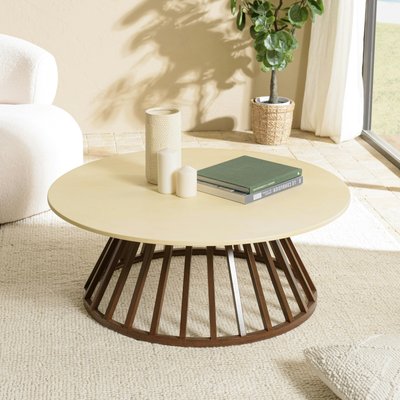 Table basse ronde en béton 100 cm pied métal marron BRASILIA PIER IMPORT
