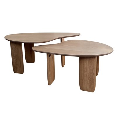 Lot de 2 tables basses organiques en bois, placage chêne - ARIA HOMIFAB