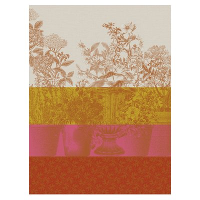Torchon en Coton, FLORAISON RAYÉ LE JACQUARD FRANCAIS