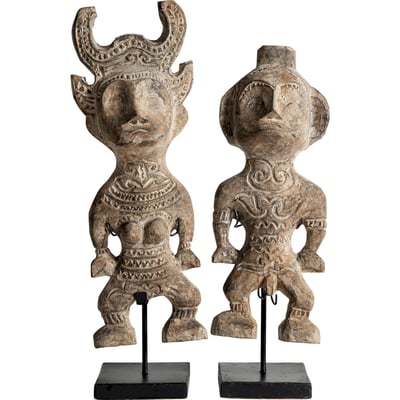 Figurines décoratives en bois, Lot de 2 RECOLLECTION