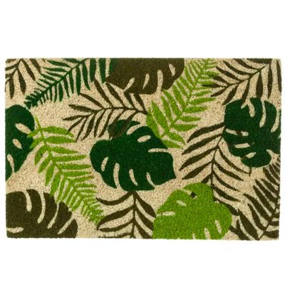 Paillasson Coco Feuilles Tropicales Vertes - 60x40cm WADIGA