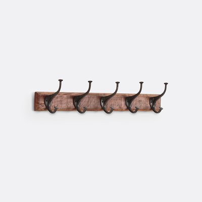 Anet Wall-Mounted Mango Wood Coat Rack with 5 Metal Hooks LA REDOUTE INTERIEURS