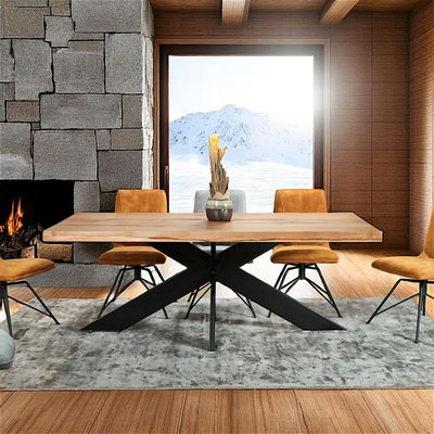 Table extensible pied central chêne massif 200 cm PALERME PIER IMPORT