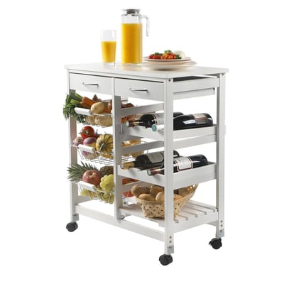 Desserte 2 Tiroirs 3 Paniers Métal Noir DECORATIE