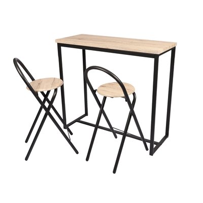 Table murale et ses 2 tabourets en MDF et Métal TOILINUX