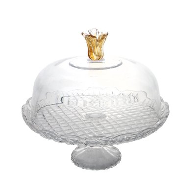 Cloche sur pied Fleur en verre 30 cm TABLE PASSION