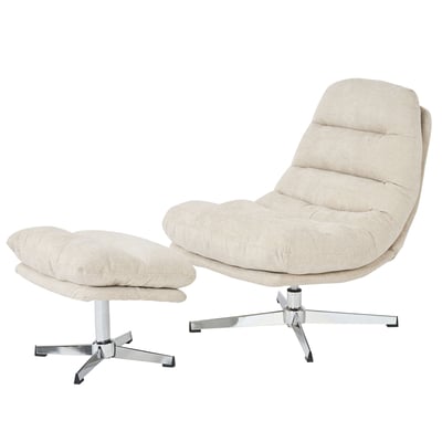 Fauteuil rotatif + repose-pieds tissu  THEMIS BAÏTA