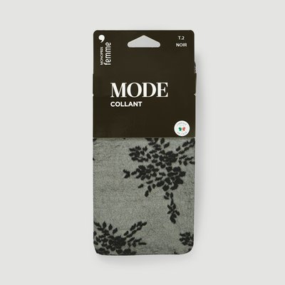 Collant fin motif bouquets fleurs MONOPRIX