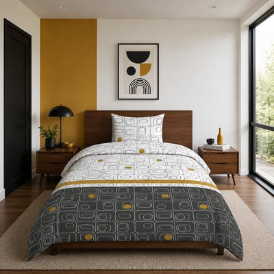 Parure housse de couette en microfibre imprimée, Niagara gold C DESIGN HOME TEXTILE