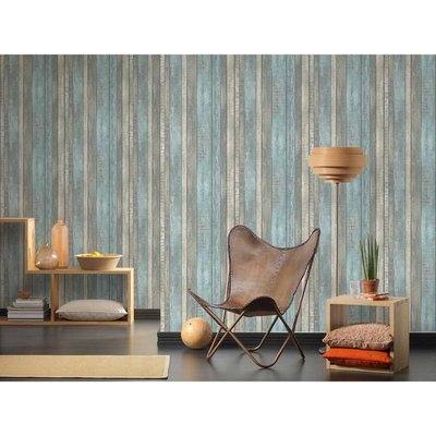 Papier peint imprimé planches vieillies et colorées HOME MAISON
