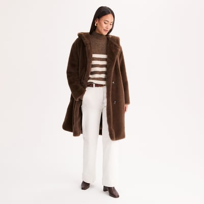 Manteau mi-long duveteux, à capuche ANNE WEYBURN
