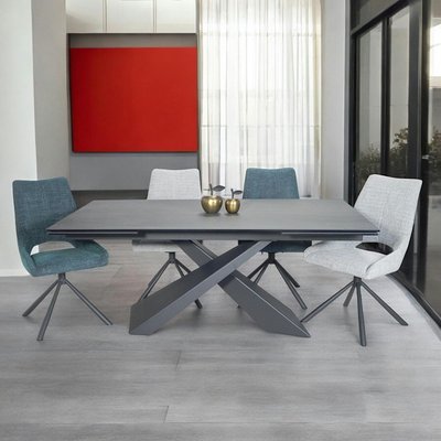 Table à manger en céramique grise avec pied en croix 180-280 cm LOMBARDIE PIER IMPORT