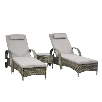 Ensemble de chaises longues en rotin Résine OUTSUNNY