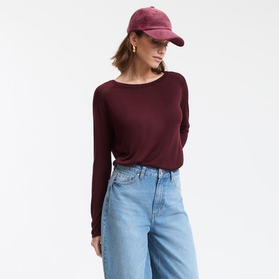 Jersey de cuello redondo en punto fino, manga larga LA REDOUTE COLLECTIONS
