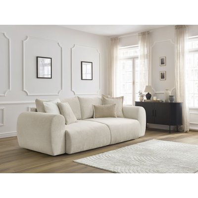 Canapé droit convertible 3 places en tissu lisse, LUCIEN BOBOCHIC