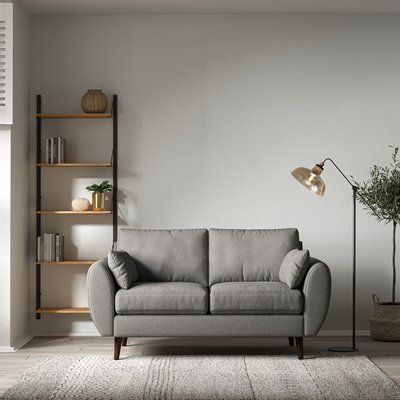 Ada Scandi Soft Woven 2 Seater Sofa with Dark Wood Legs SO'HOME