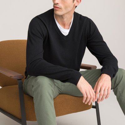 Pull col V en mérinos, made in Europe LA REDOUTE COLLECTIONS