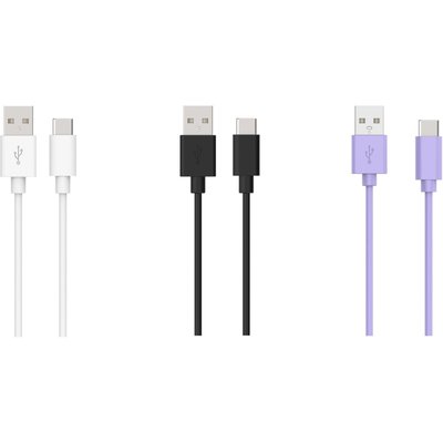 Câble USB C pack 3 câbles USB 1M Blanc/Noir/Mauve ESSENTIEL B