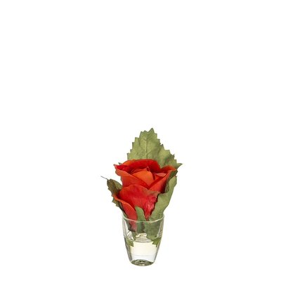 Rose avec feuille en illusion d'eau artificielle H14 SIA DECO