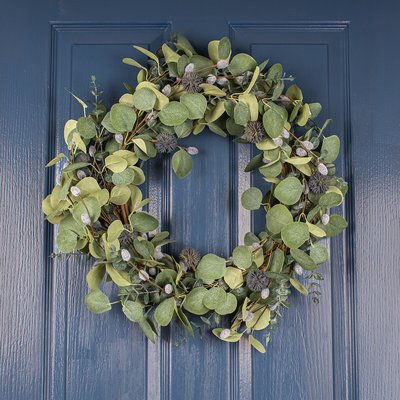 52cm Artificial Eucalyptus & Pussy Willow Wreath SO'HOME
