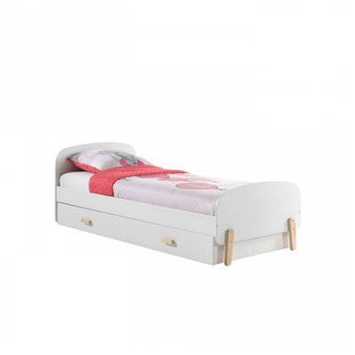 KIDDY Lit simple en laque et brut et sommier + Lit gigogne VIPACK