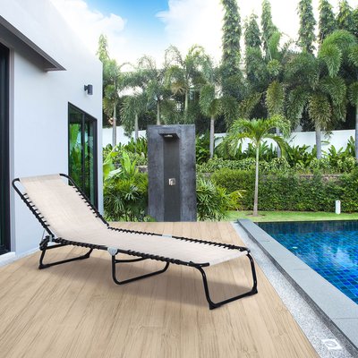 Transat pliable dossier inclinable réglable acier textilène OUTSUNNY