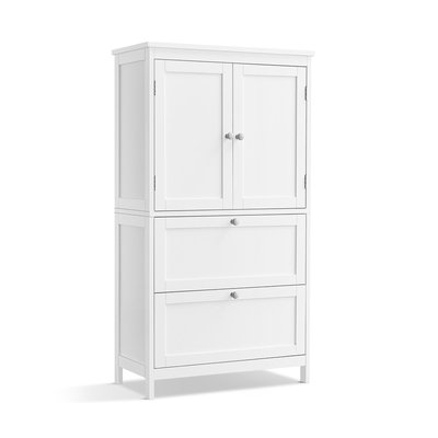 Petit meuble de rangement 2 portes et 2 tiroirs blanc - H110 cm CALICOSY