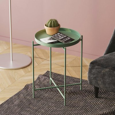 Petite table d'appoint verte - structure ronde, métal SFAX PIER IMPORT