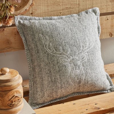 Coussin déhoussable carré brodé en flanelle HORS PISTE TODAY