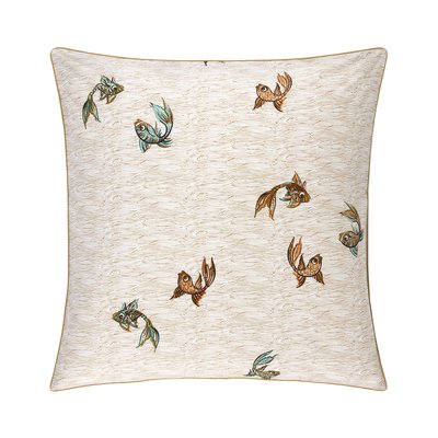 Taie d'oreiller en percale de coton beige, MENORCA OLIVIER DESFORGES