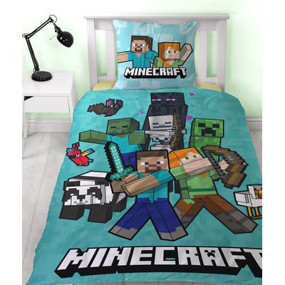Parure de Lit Enfant Imprimée Réversible, STEVE ET ALEX MINECRAFT